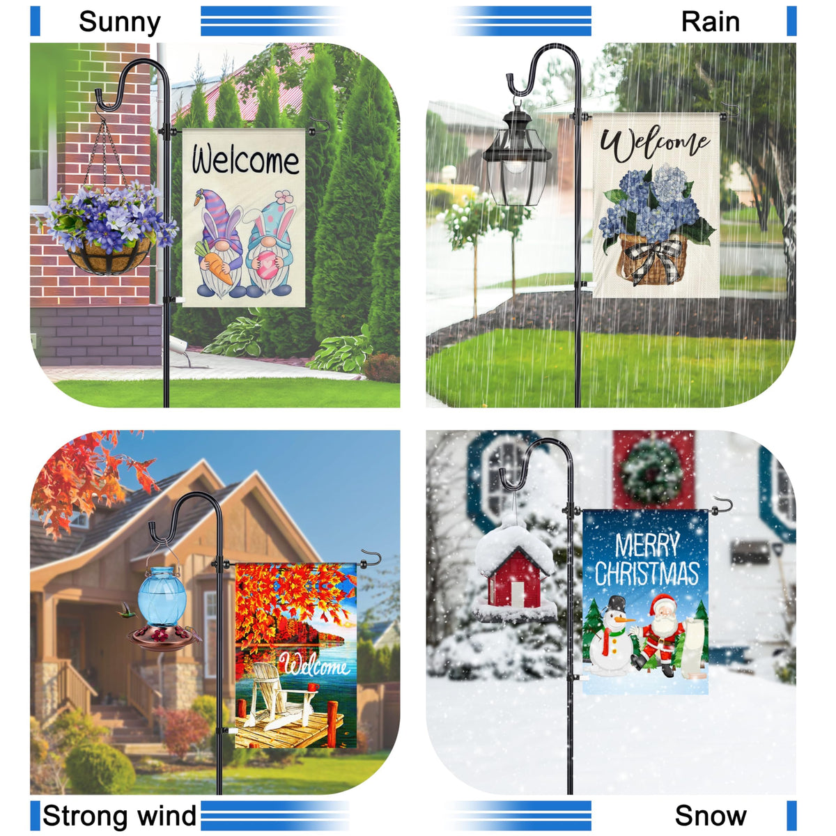 Ottsuls outdoor flag holder adds year-round garden charm.