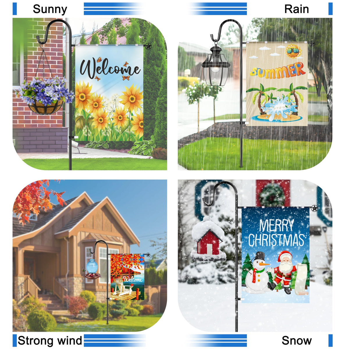 Ottsuls outdoor garden flag stand enhances curb appeal year-round.