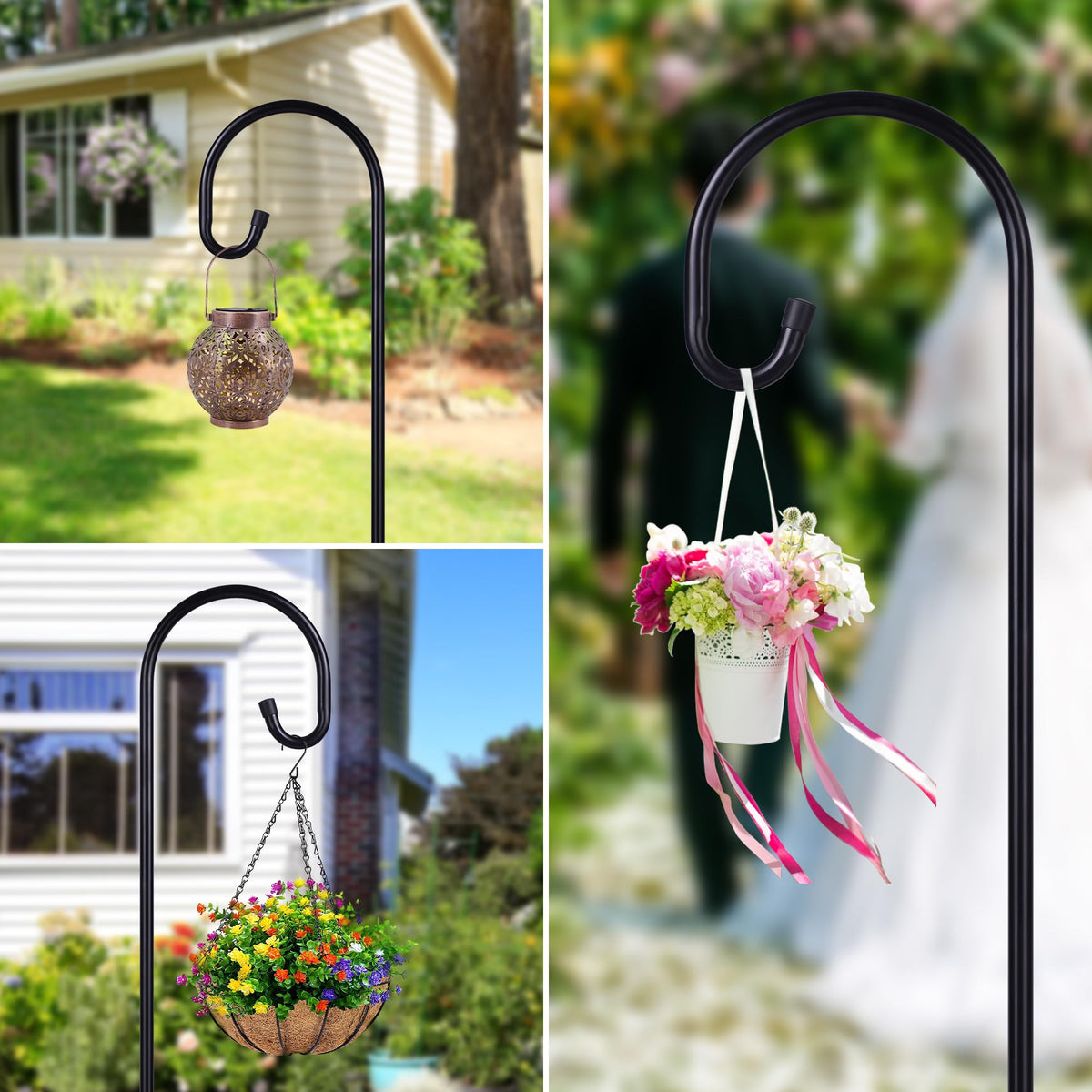 Ottsuls shepherd hooks with a 5-prong base for secure ground anchoring