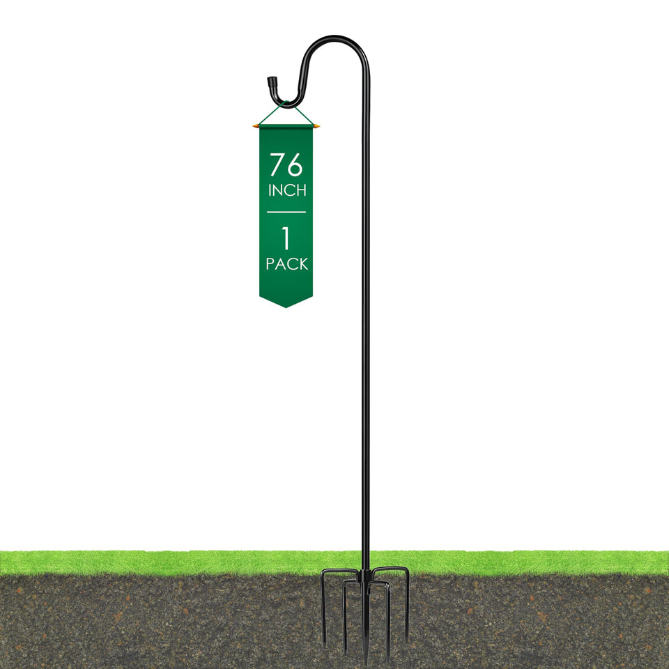 Ottsuls shepherd hooks five-prongs base provide stable outdoor support for feeders.