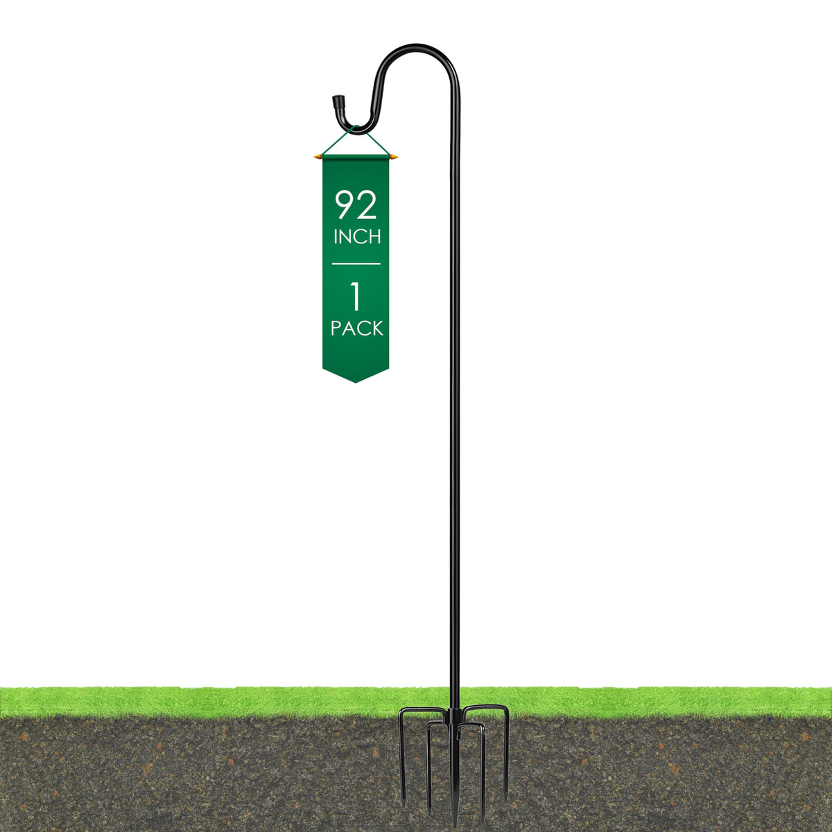 Ottsuls Shepherds Hooks with 5-prong base stabilizes outdoor displays.