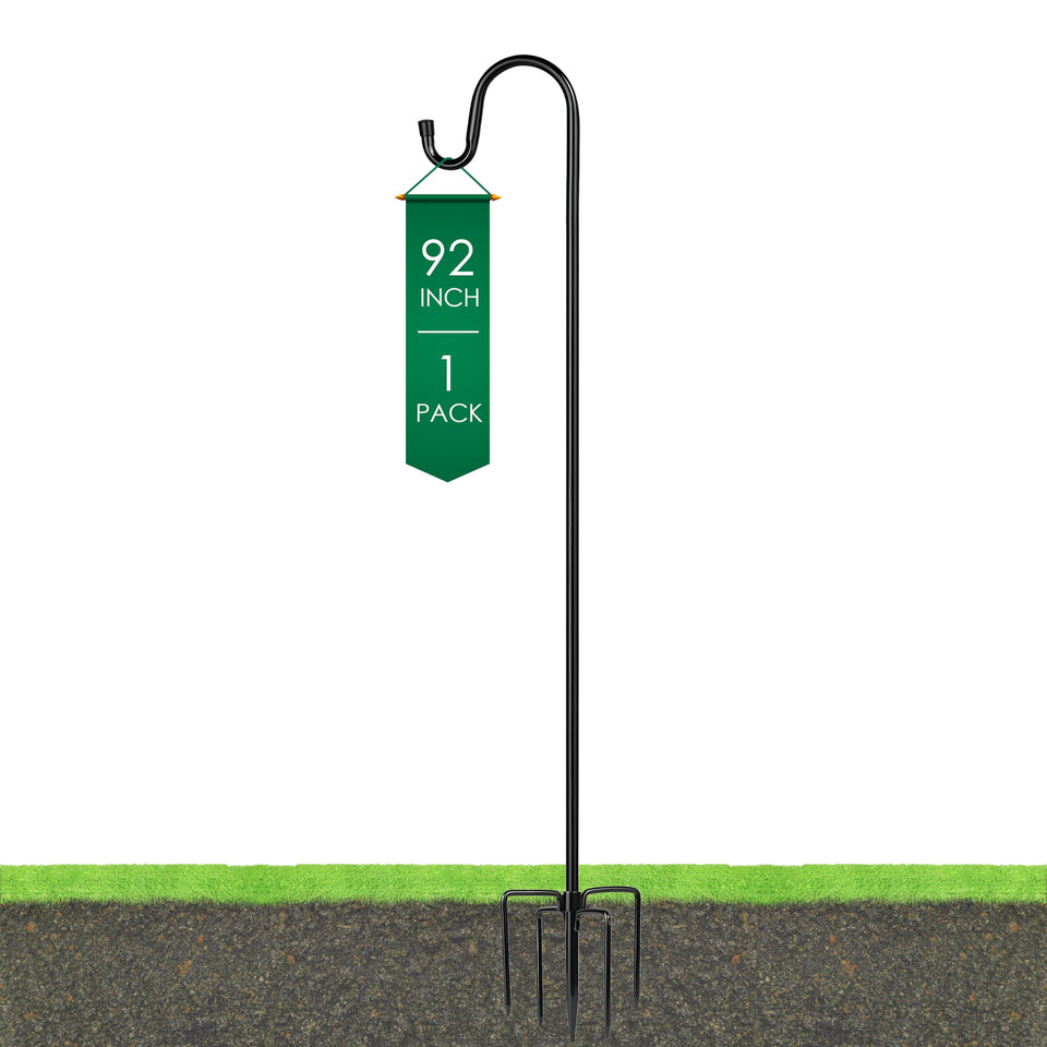Ottsuls Shepherds Hooks with 5-prong base stabilizes outdoor displays.