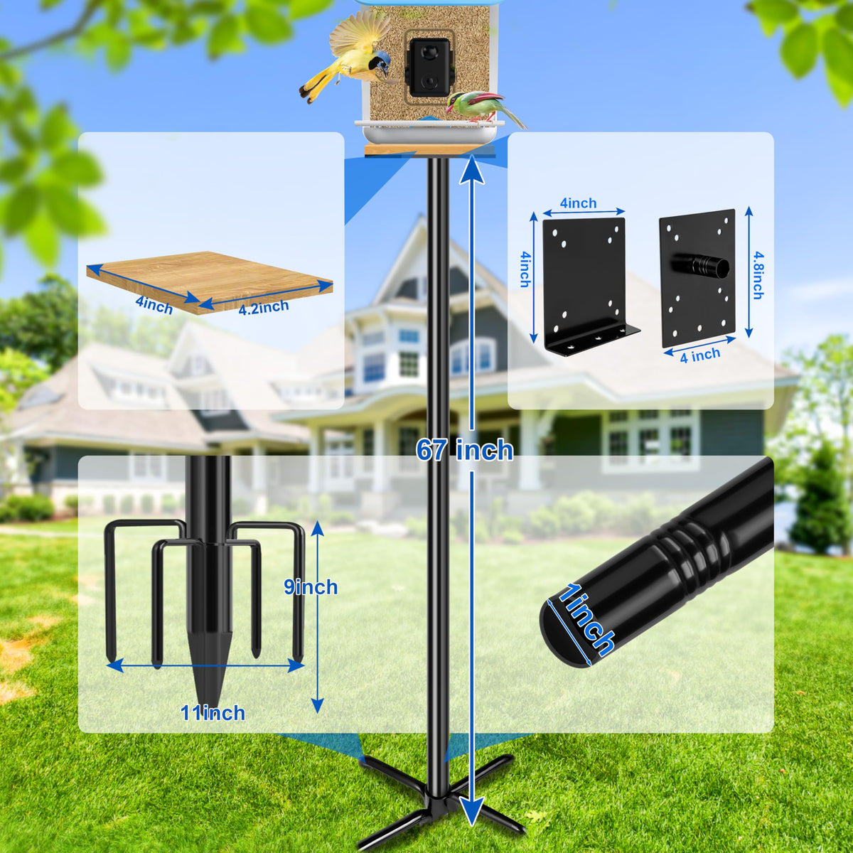 Ottsuls wooden board for bird feeder enables secure mounting