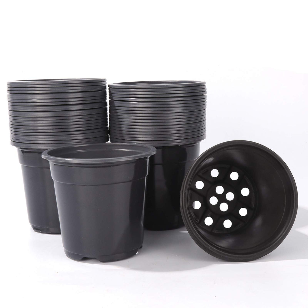 Oubest 6-inch black pot for seed starting and transplanting.