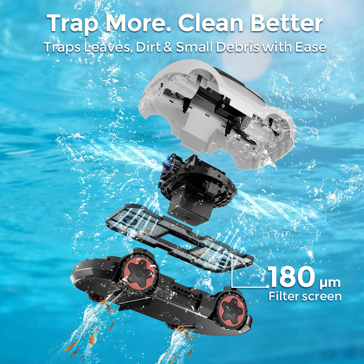 OUCAXIA C5 strong suction cleaning leaves and dirt effectively