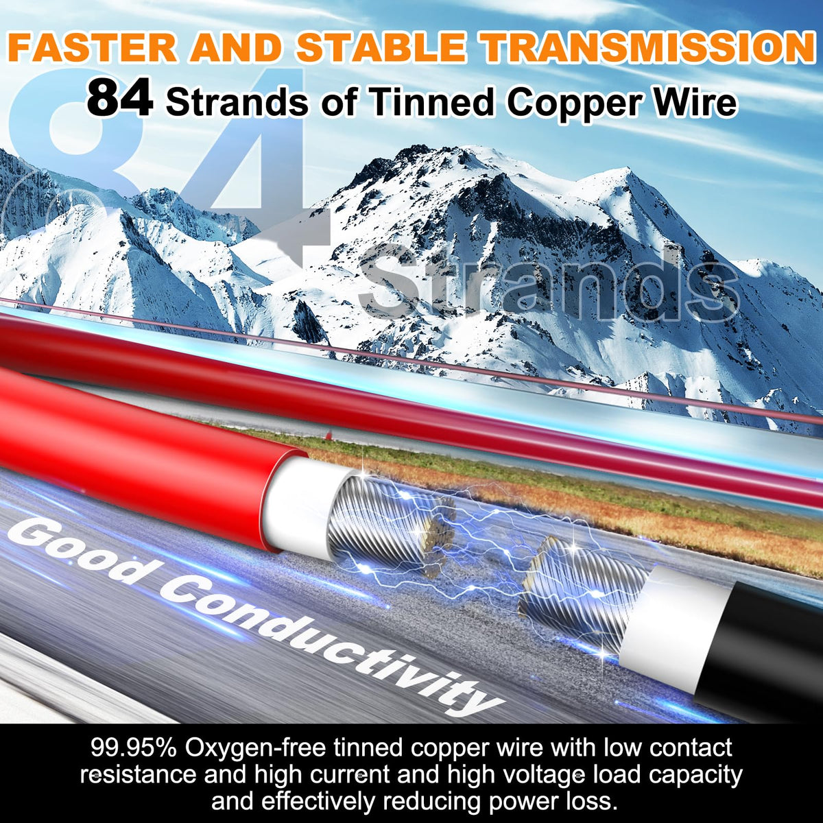 Oududianzi 10AWG tinned copper conductor supports low-resistance solar runs.