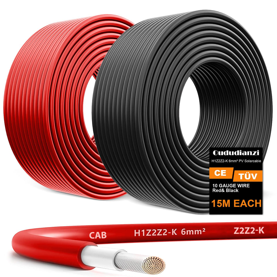Oududianzi 2x50ft red solar wire for durable outdoor connections.