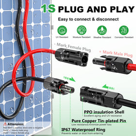 Tin-coated copper conductors reduce resistance for efficient solar power transfer.
