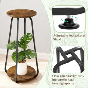 OugeWood plant stand positioned as a corner display for plants and decor