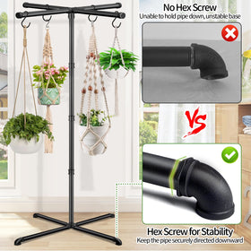 OugeWood plant hanger with 8 hooks supports up to 20 lb for heavier pots.