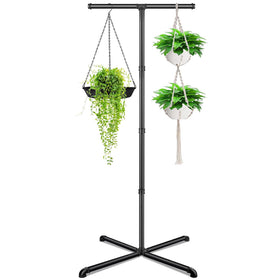 OugeWood plant hanger stand with stable base ensures secure indoor display.