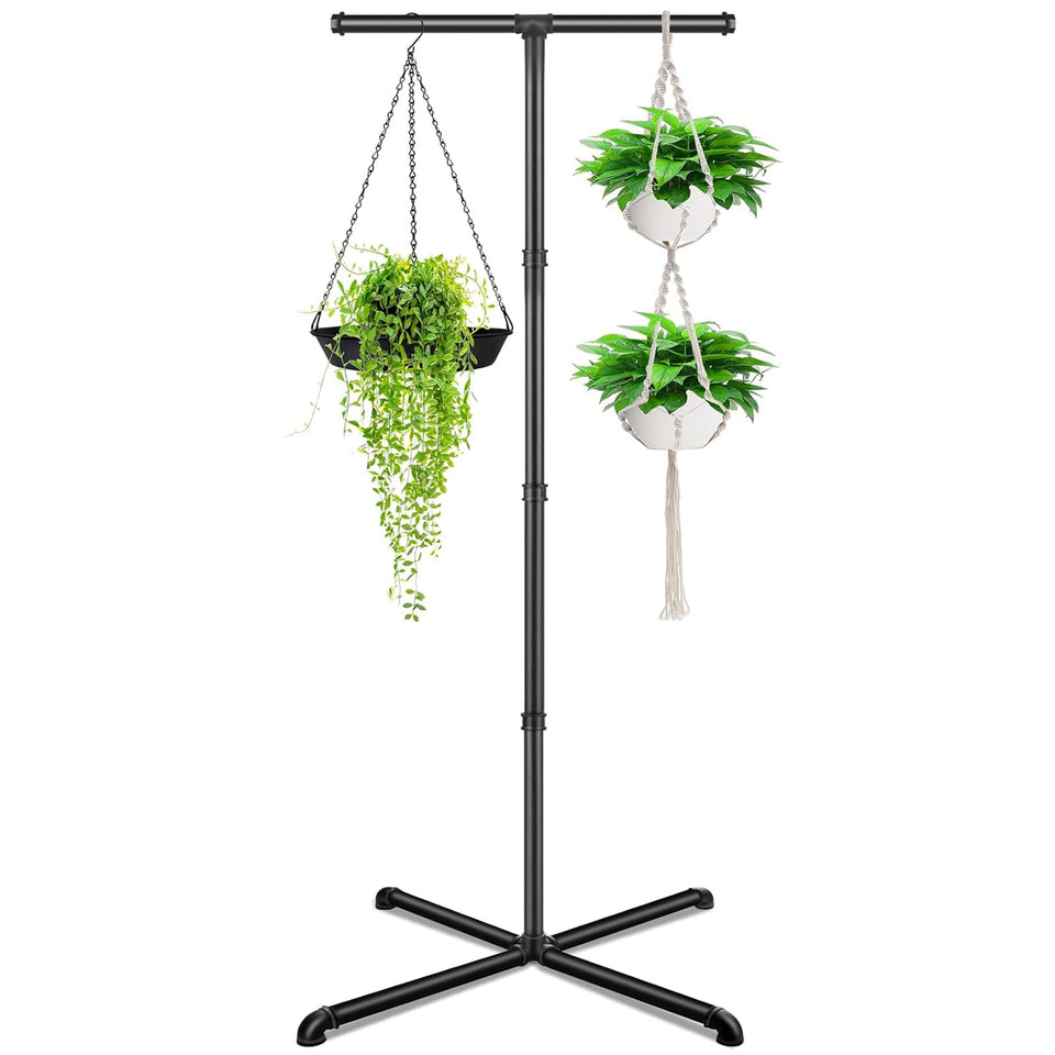 OugeWood plant hanger stand with stable base ensures secure indoor display.