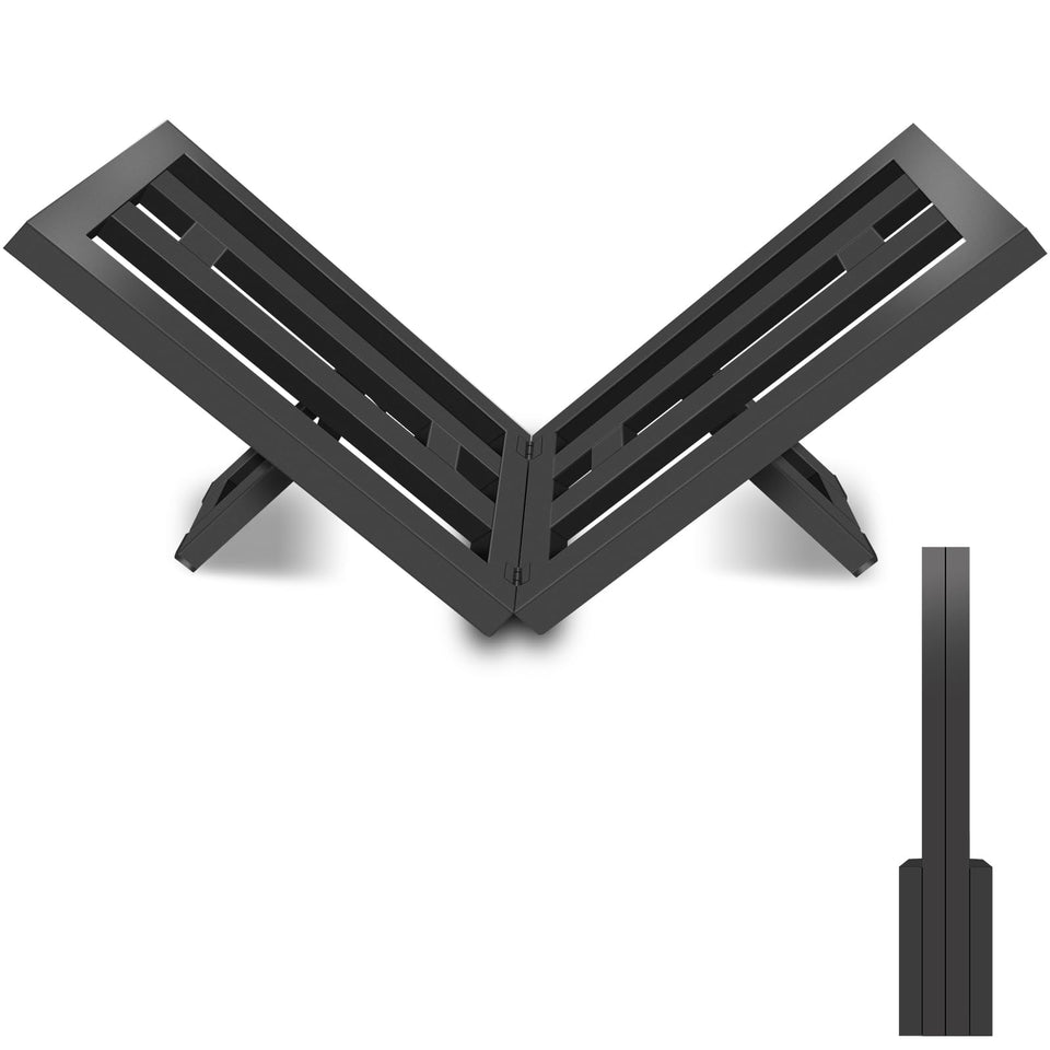 OugeWood firewood rack for indoor and outdoor use, sturdy steel construction.