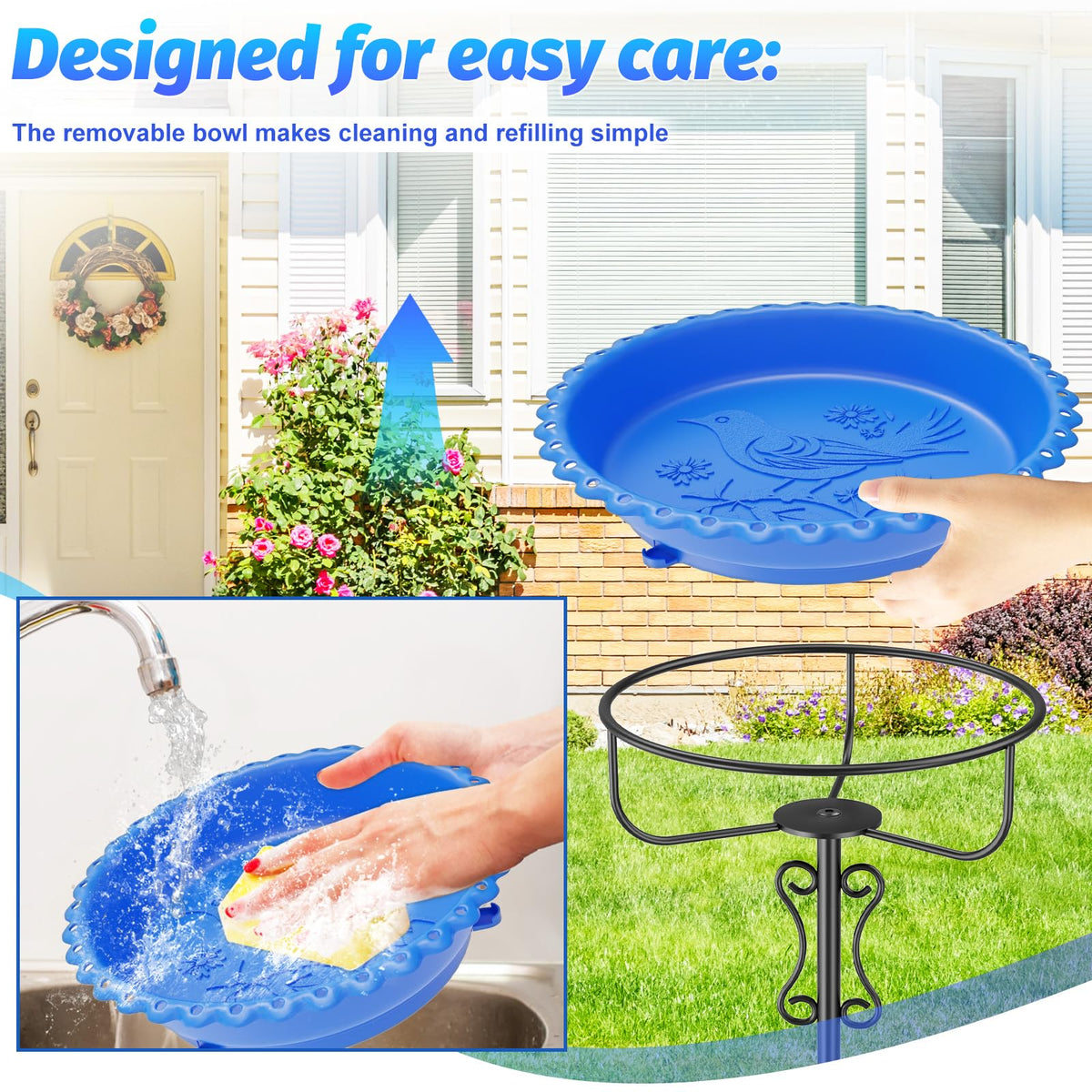 Ouinis 5-prong base keeps the basin steady in windy yards.