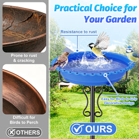 Ouinis engraved-scene-birds bowl adds decorative charm to any garden.