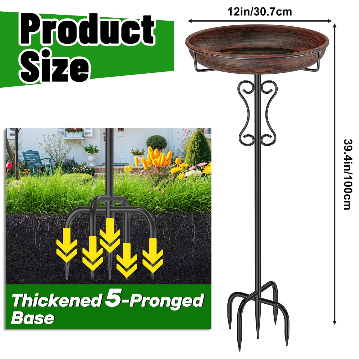 Ouinis upgraded five-prong base keeps the basin steady during bird activity.