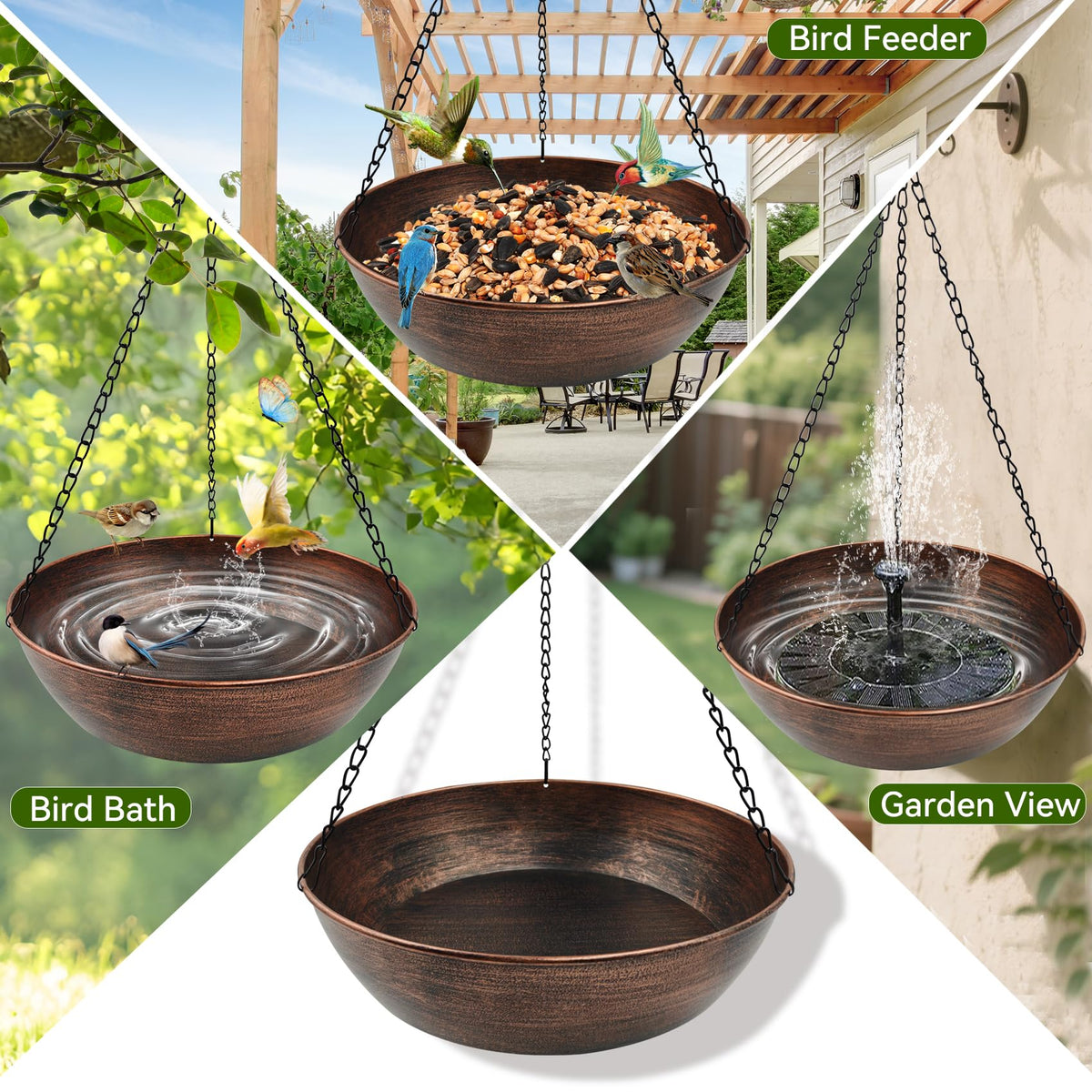 OUISJYER Bird Bath multipurpose use for water and seed in garden