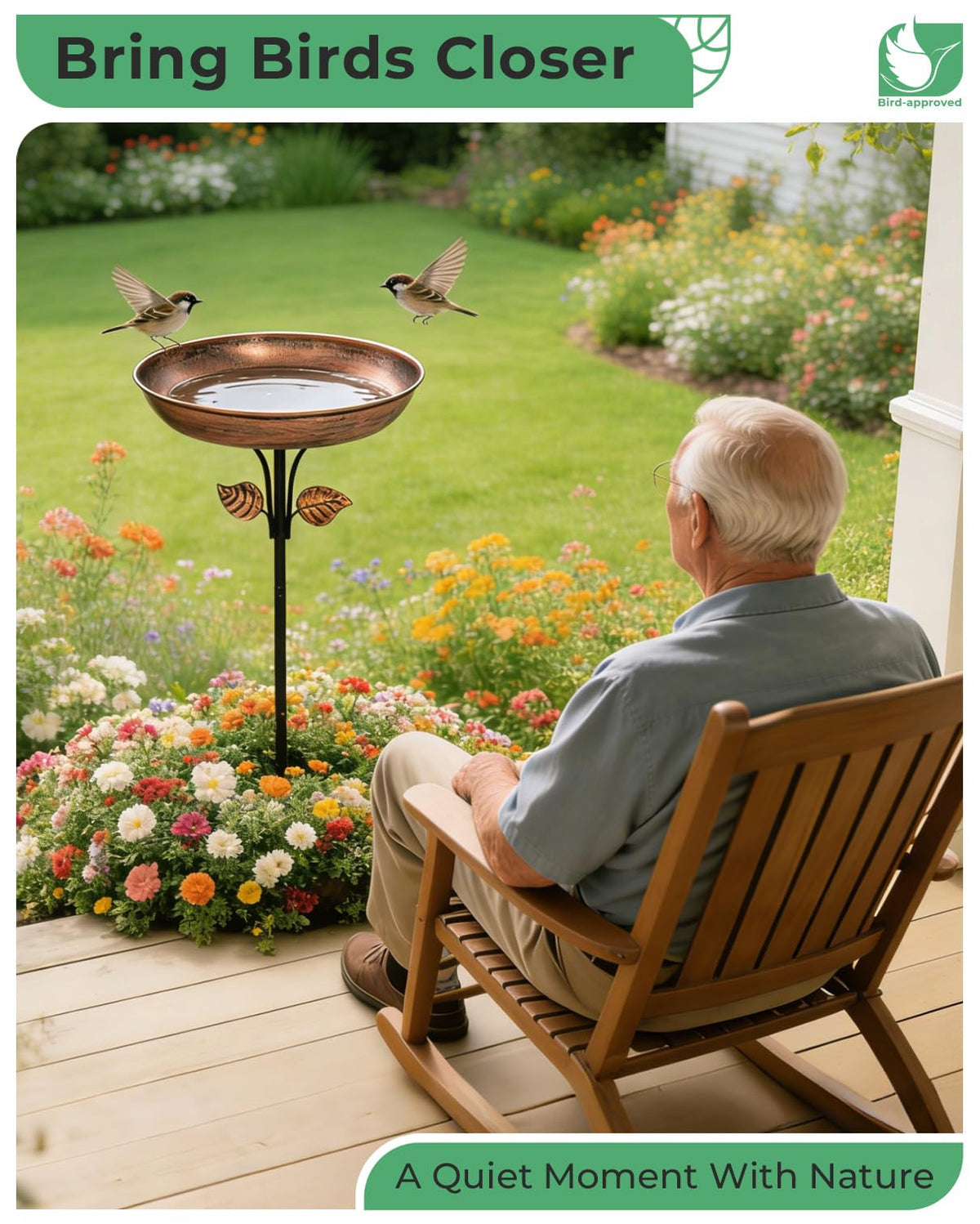 OUISJYER birdbath easy assembly with no tools for quick setup