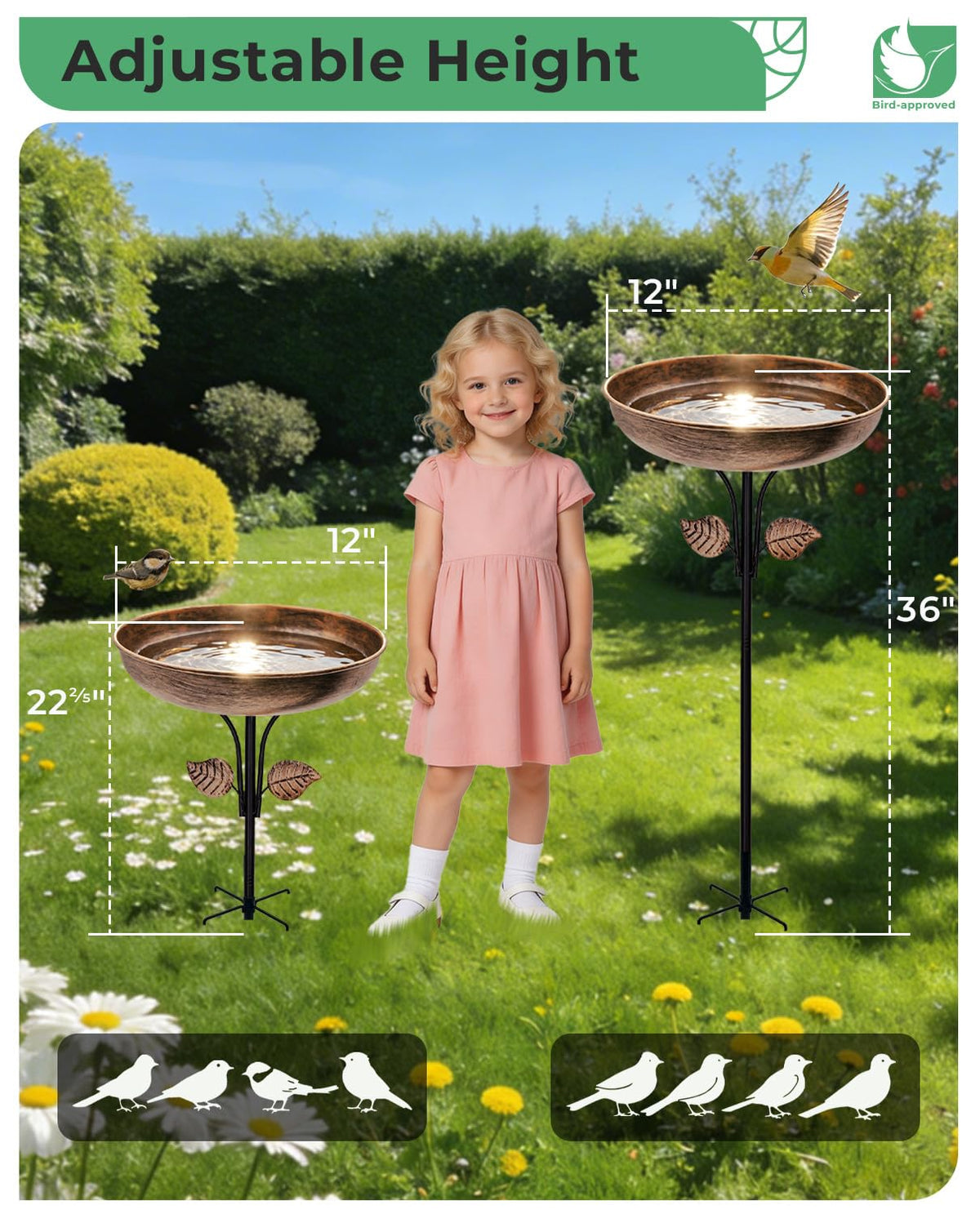 OUISJYER birdbath with vintage style that complements garden spaces