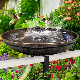 OUISJYER deck-mounted bird bath with adjustable rail clamp for balconies