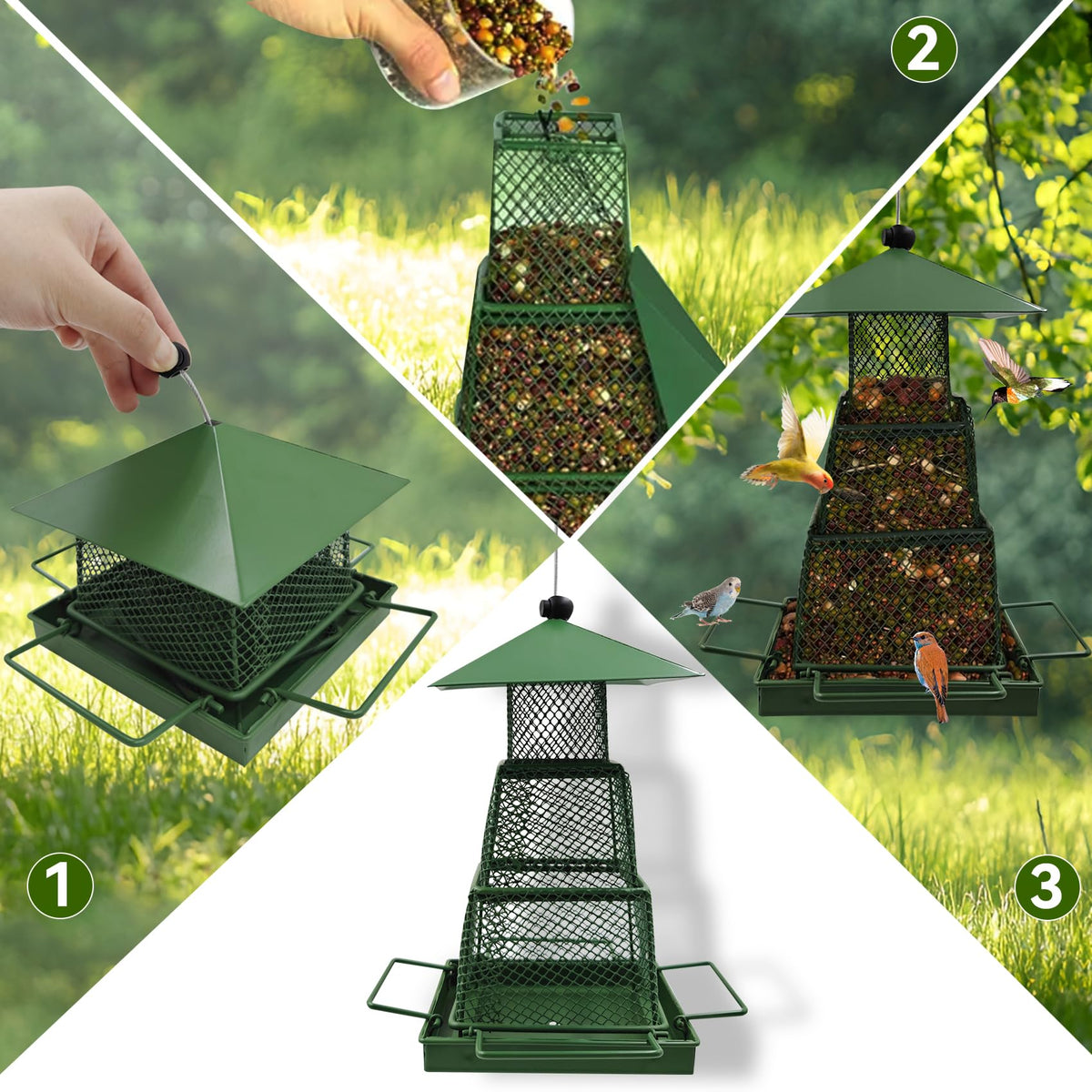 OUISJYER design deters larger birds with compact ports and perches.