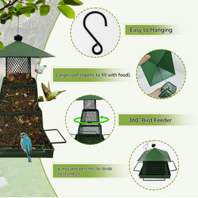 OUISJYER feeder top refill access for quick, mess-free seed refilling.