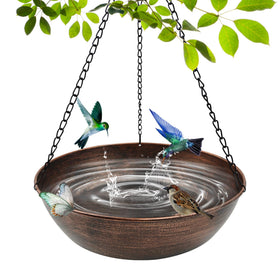OUISJYER Hanging Bird Bath with 13 inch bowl ready for garden water visits