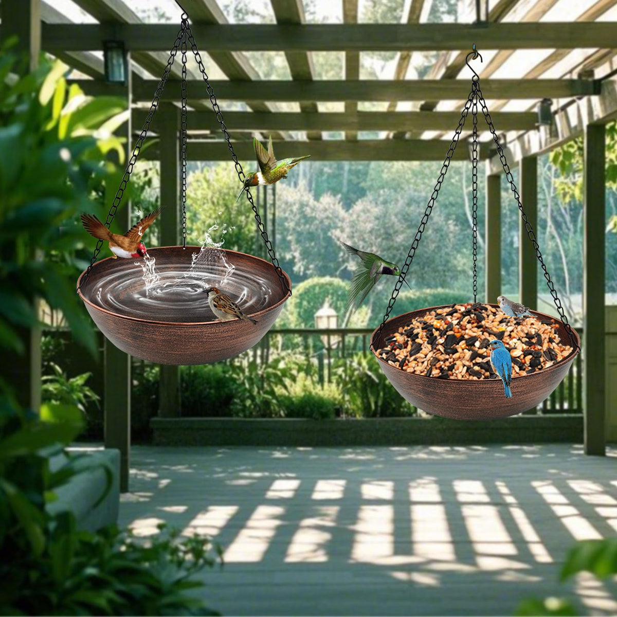 OUISJYER Hanging Bird Bath ideas for trees, gazebos, and patios