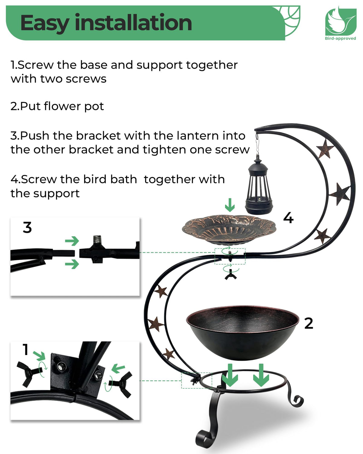 OUISJYER Solar Bird Bath decorating yard patio.