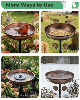 Add solar fountain for ambient water movement in the garden