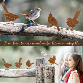 OULYDEKO outdoor bird wall art with rust finish for fences