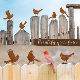 OULYDEKO rusty bird art provides a versatile outdoor accent for gates and logs