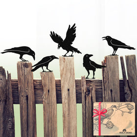 OULYDEKO set of 5 raven birds decor for garden with durable outdoor display.