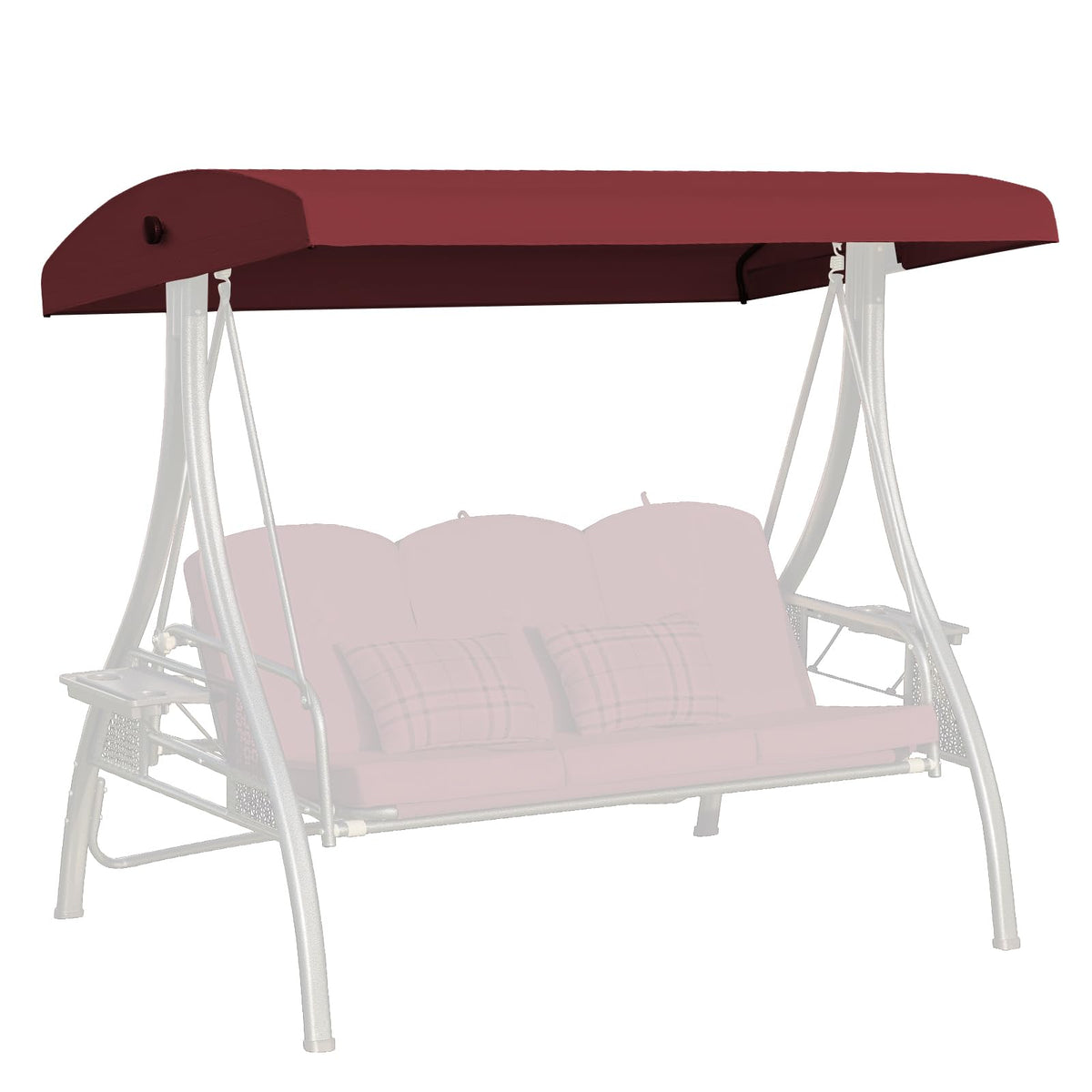 Oungelark three-seat swing canopy red overview highlighting shade solution