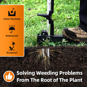 OUNIER weed puller foot-pedal design enabling easier leverage for deep-root weed removal