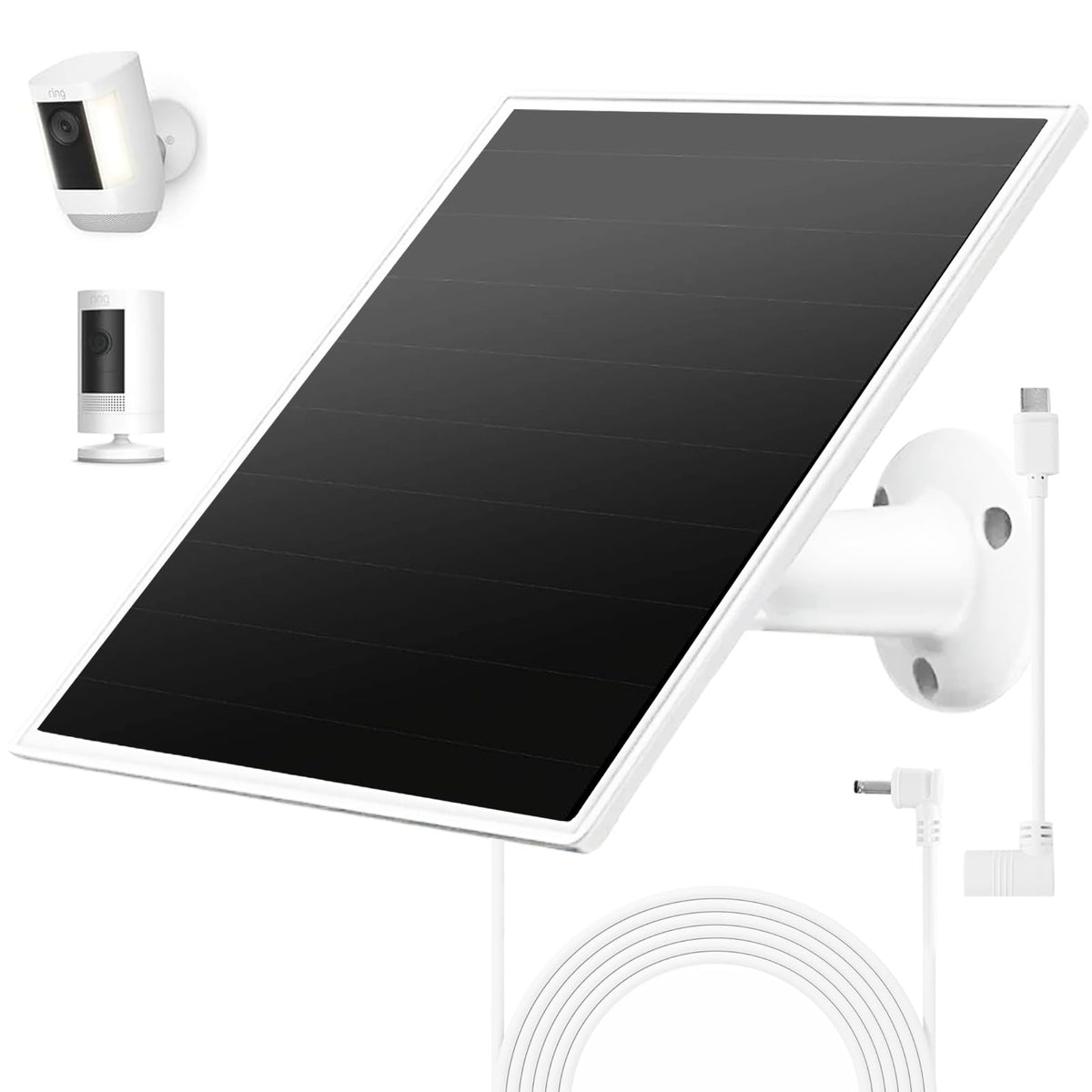 OuOudoit solar panel front view for Ring cameras enables outdoor charging.