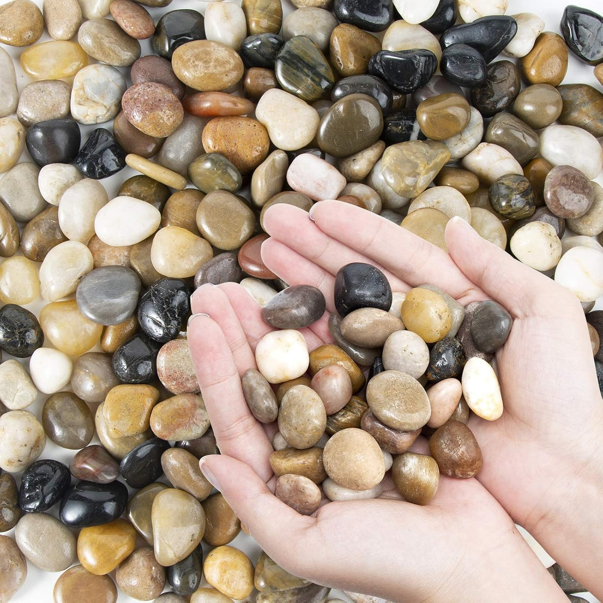 OUPENG Pebbles polished gravel in mixed colors for versatile decor and landscape accents.