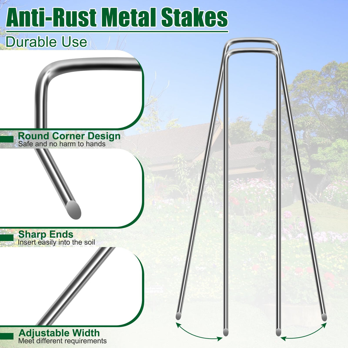 OUPSAUI 12-inch galvanized stake supports outdoor Christmas lights displays