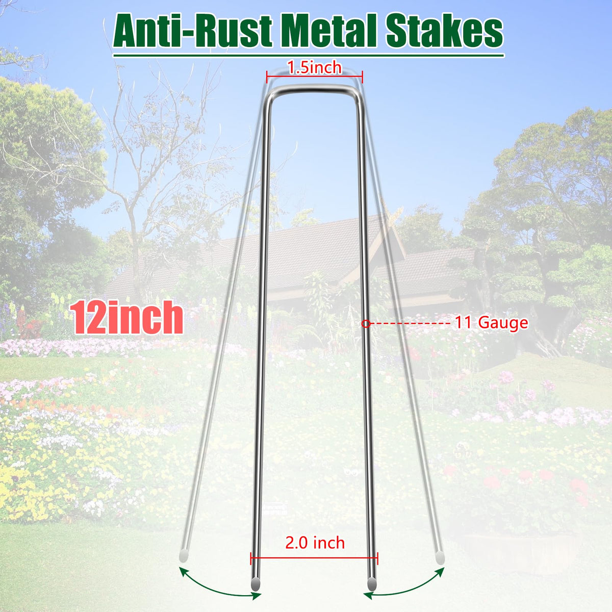 OUPSAUI 12-inch galvanized stake edges garden beds and stabilizes fence lines