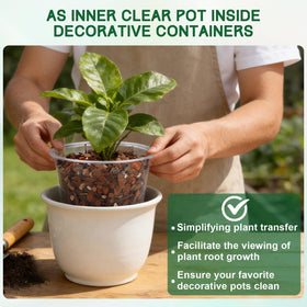 OUPSAUI clear 10-inch pot helps monitor moisture and growth during the growing phase
