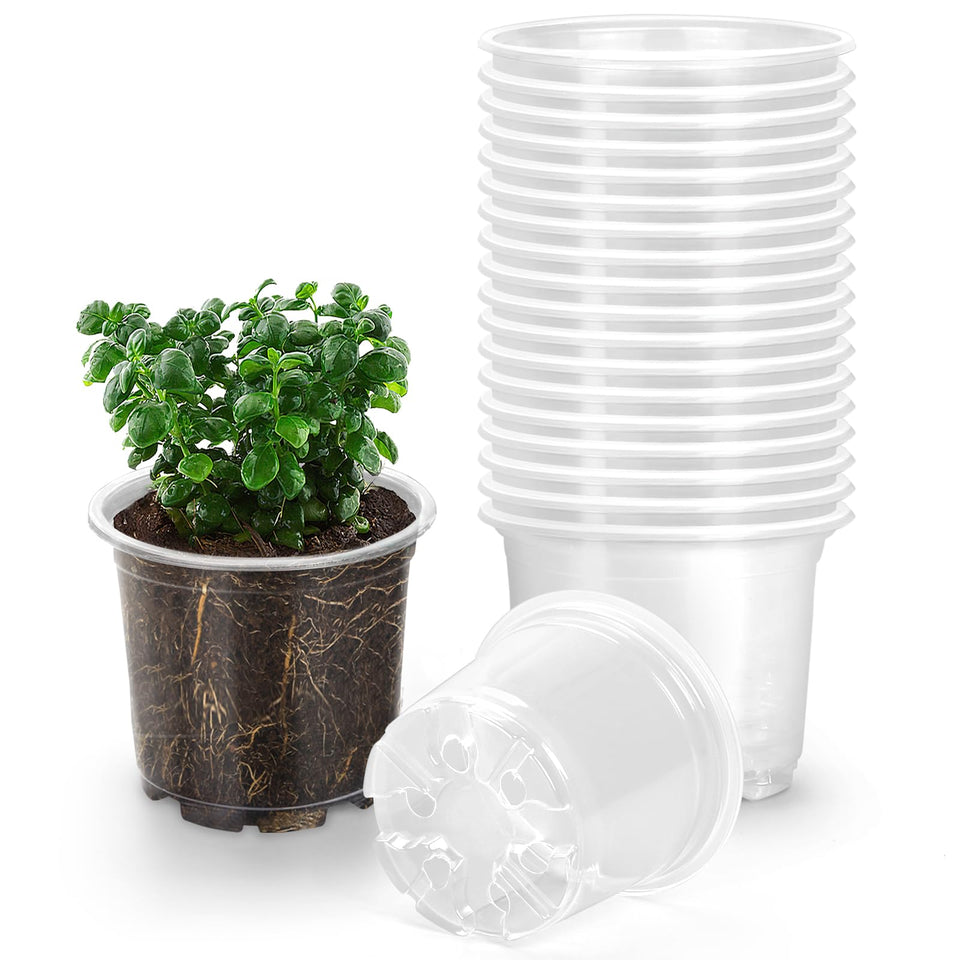 OUPSAUI clear 3-5 inch nursery pot with drainage holes for seed starting and root observation