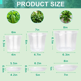 OUPSAUI clear nursery pot 7inch with tray for healthy seedlings