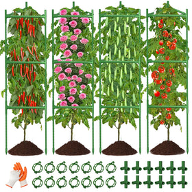OUREST tomato cage four-pack assembled for sturdy vertical garden support.