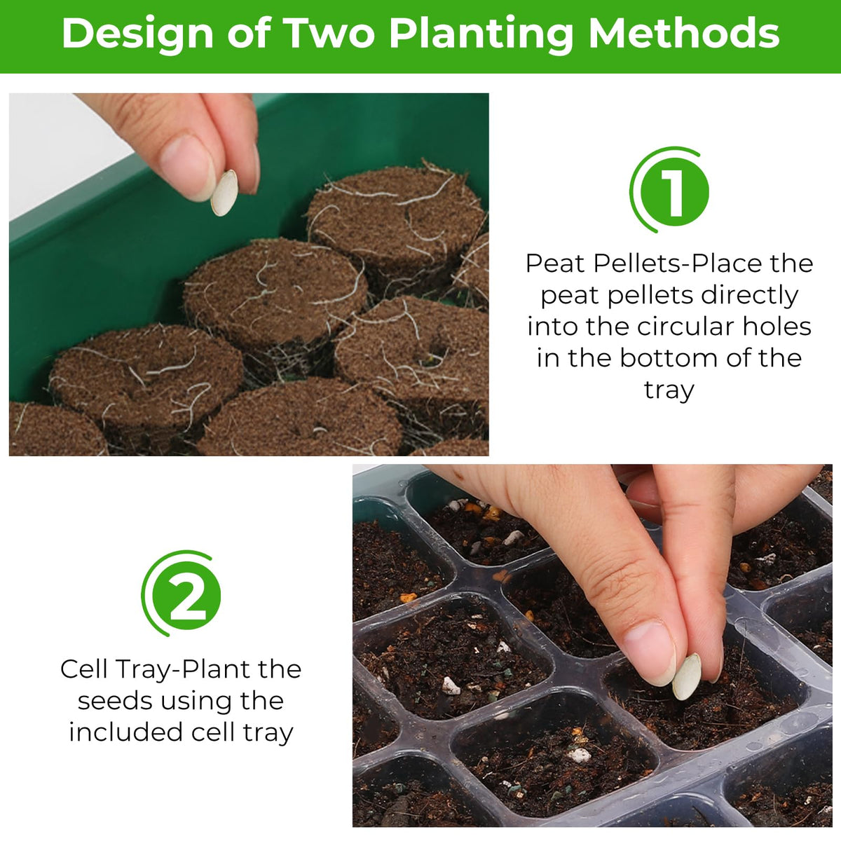 Ourhom seed tray drainage holes help maintain moisture now and later.