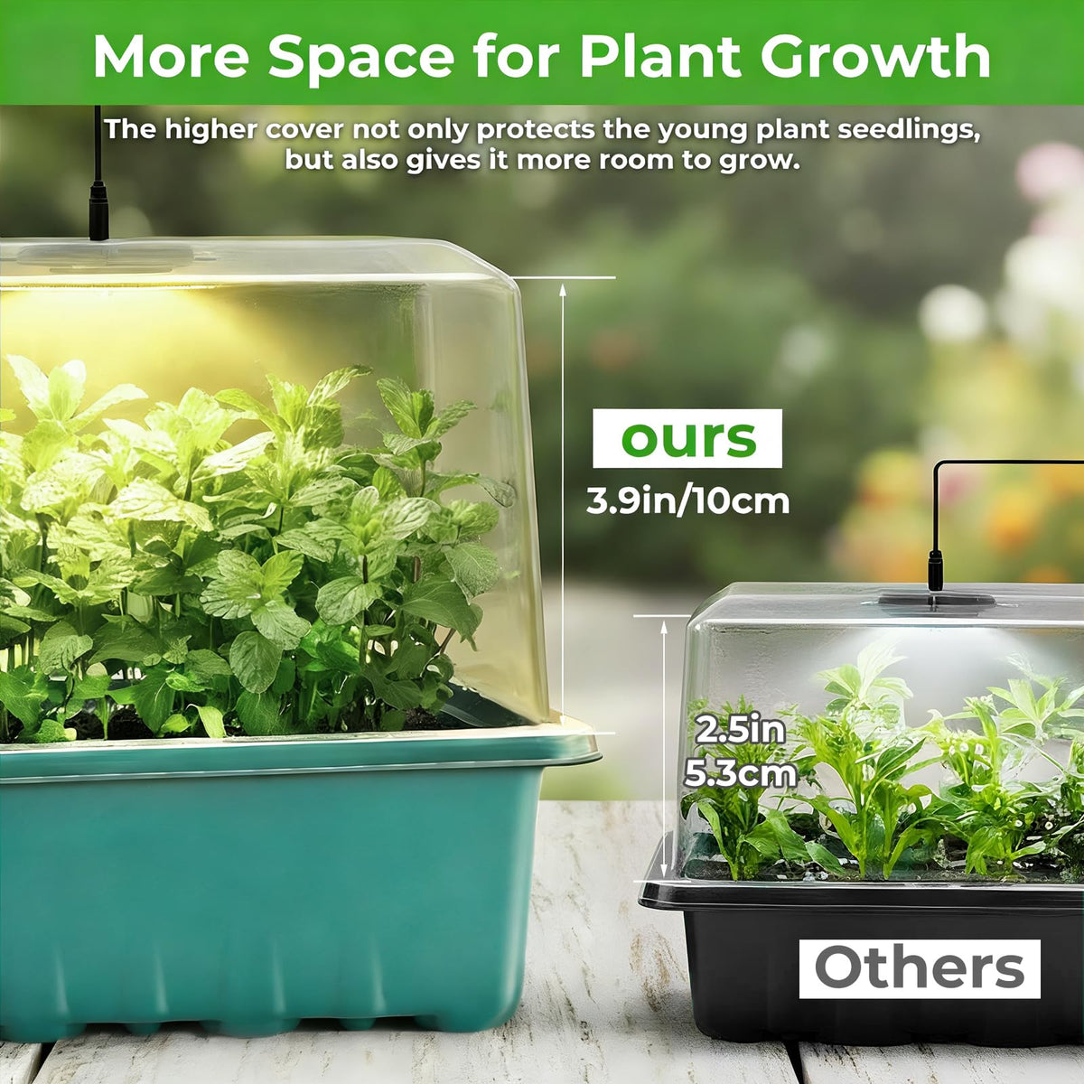 Ourhom polypropylene tray demonstrates durable, reusable design for home gardens.
