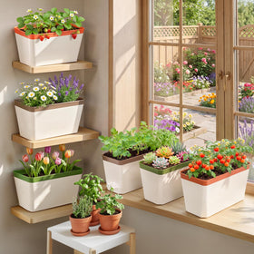 Ideal for herbs and flowers on a sunny kitchen window with OurWarm planters.
