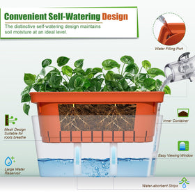OurWarm water level indicator planter showing hydration status for herbs.