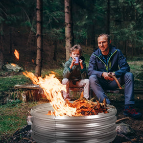 OUSHENG 36-inch diameter fire ring, deep profile for larger, longer-lasting flames