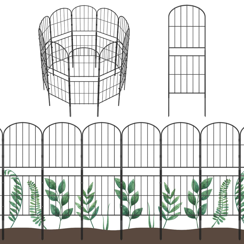 OUSHENG decorative garden fence panel front view showing 36in arch design for yard edging.