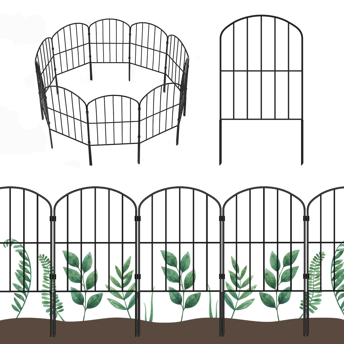 OUSHENG arched decorative garden fence panels for yard edging and border definition.